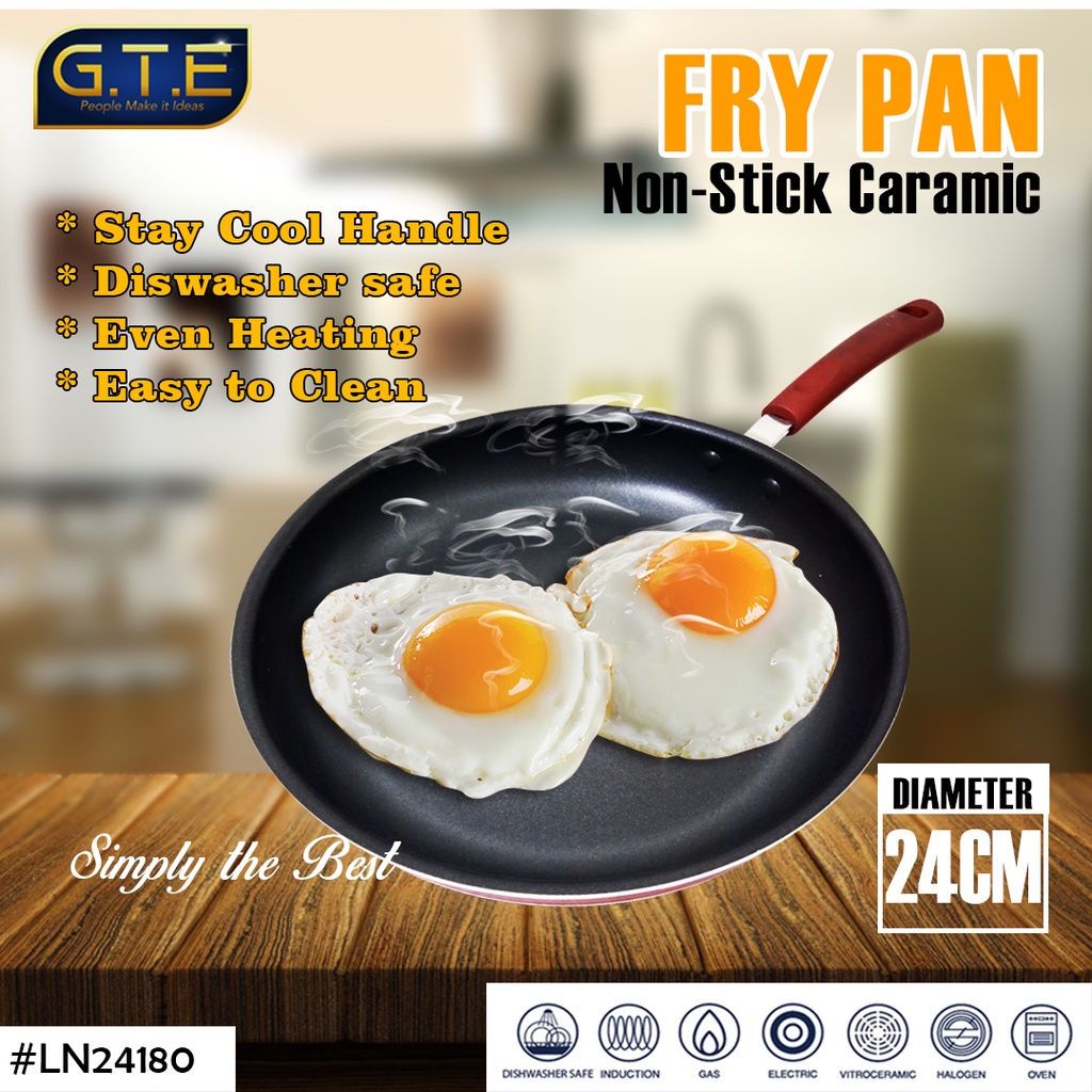 GTE | Teflon keramik sistem Kompor Induksi Frypan 24cm | Fry Pan Anti Lengket Penggorengan 24cm