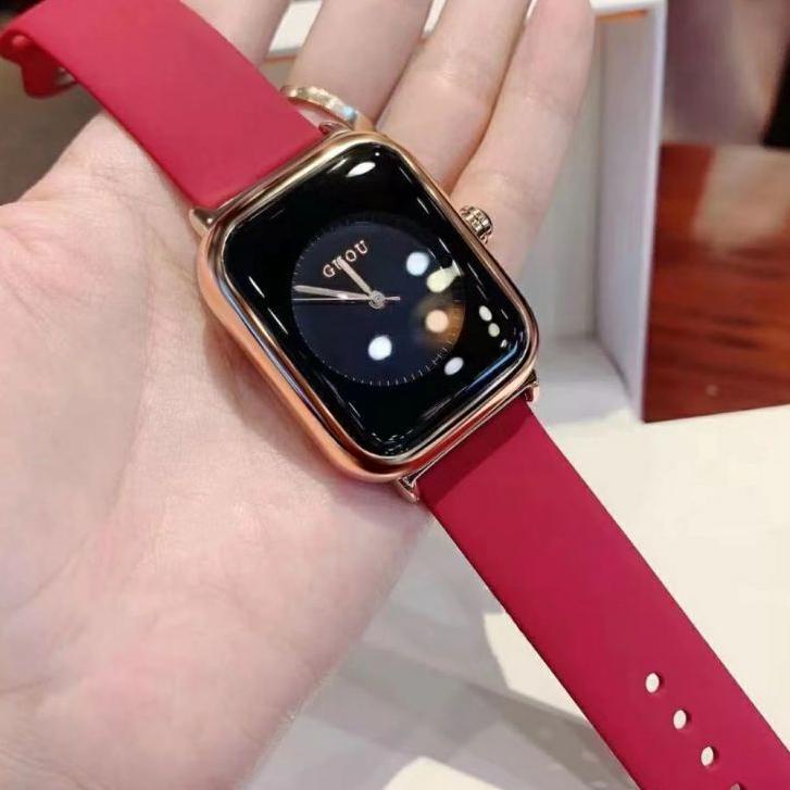 Recomended.. 0Jam Tangan Wanita Kekinian Strap Pu Dial Kotak Fashion Import