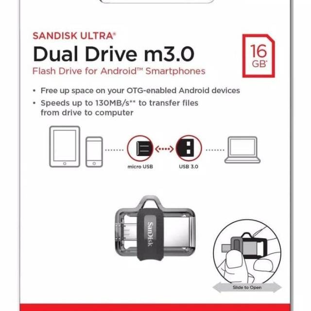 Sansisk ultra Dual Flash Drive M3.0 16GB OTG On The Go Micro Usb disk