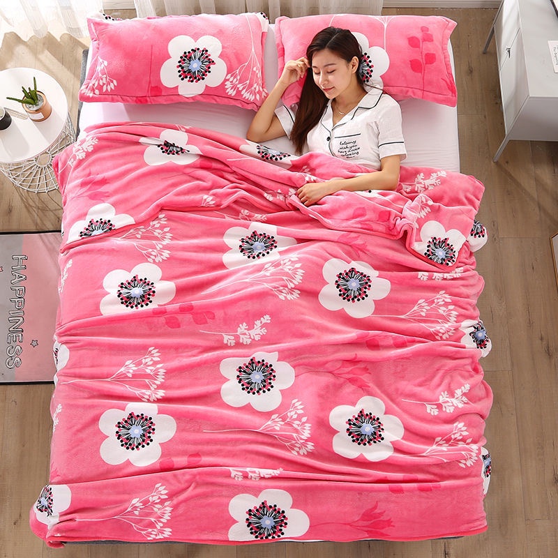 Selimut Bulu Halus 150x200 Motif Keren Murah Asriyasashii Berkualitas-BUNGA PINK 140