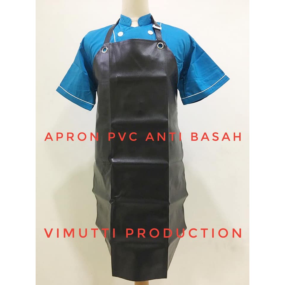 Celemek Apron PVC Hitam Anti Basah