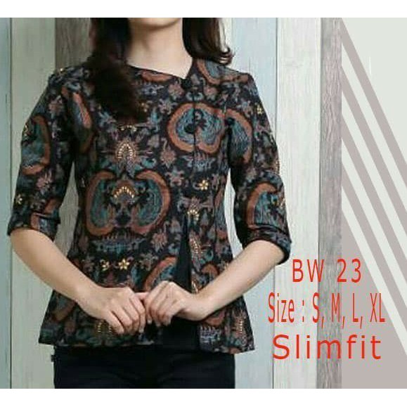 Blouse Batik Wanita Modern Baju Batik Wanita Bw23 Shopee Indonesia