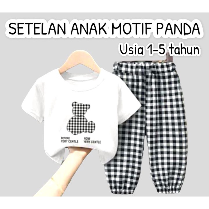 Setelan Baju Anak Perempuan Motif Panda Usia 1-5 Tahun Terbaru 2022