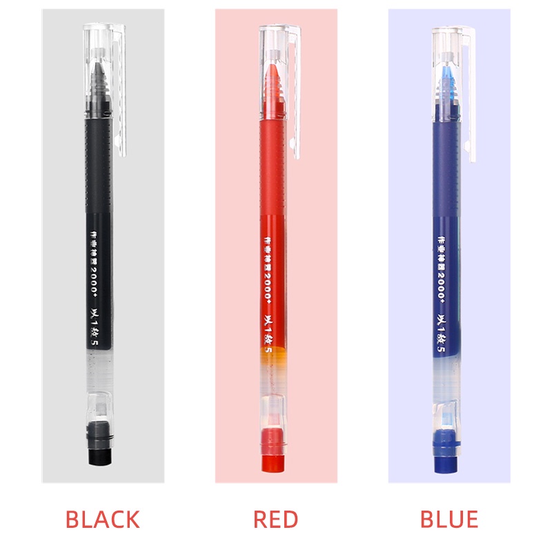 Pen Gel Cair Kapasitas Besar 0.5mm Warna Hitam Biru Merah