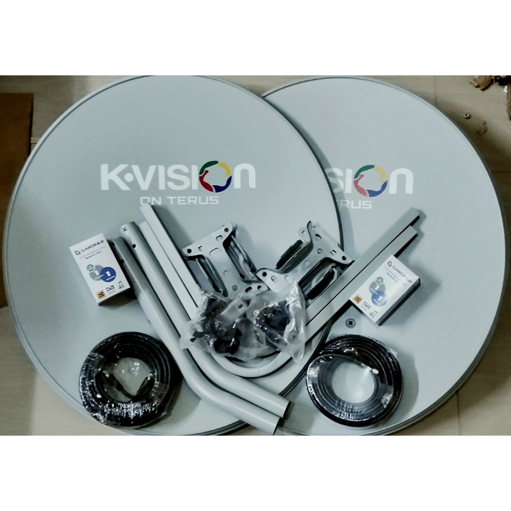 Dish Solid Offset 60cm 2 set merk KVISION lengkap LNB dan Kabel