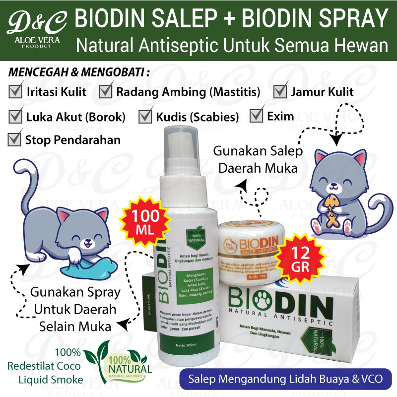 Natural Antiseptik Obat Luka Jamur Kucing Hewan Herbal Spray Salep