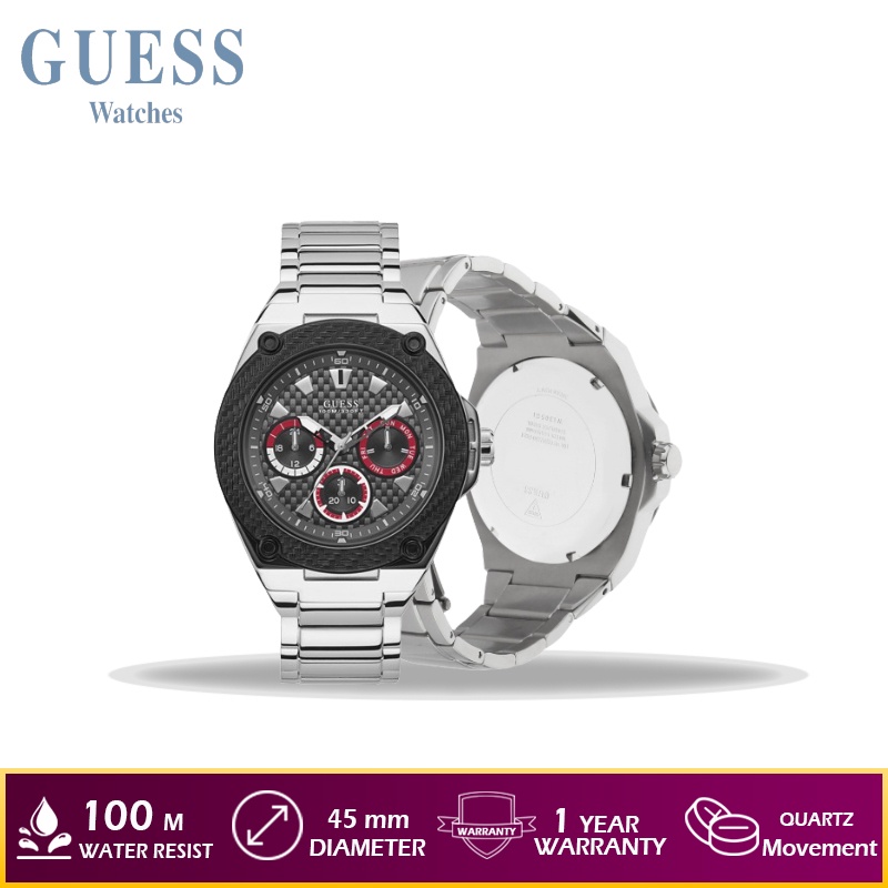 Jam Tangan Pria GUESS W1305G1 - Silver Original