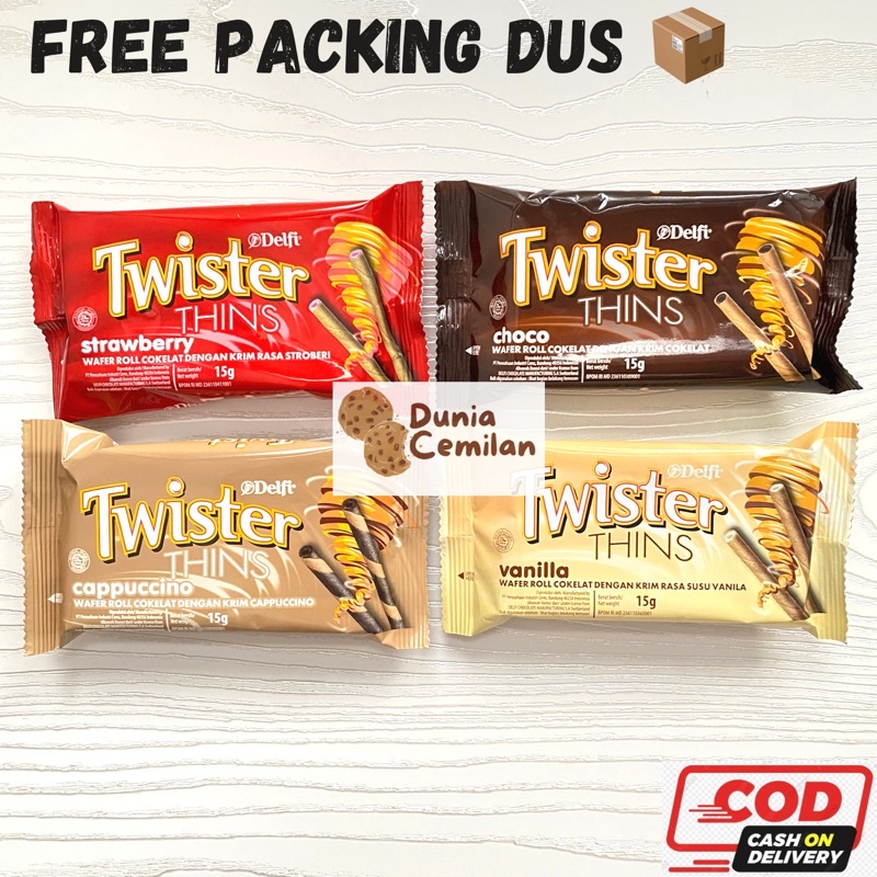 

[TERMURAH!] Twister Thins 20gr - Wafer Roll Mini Coklat Aneka Rasa