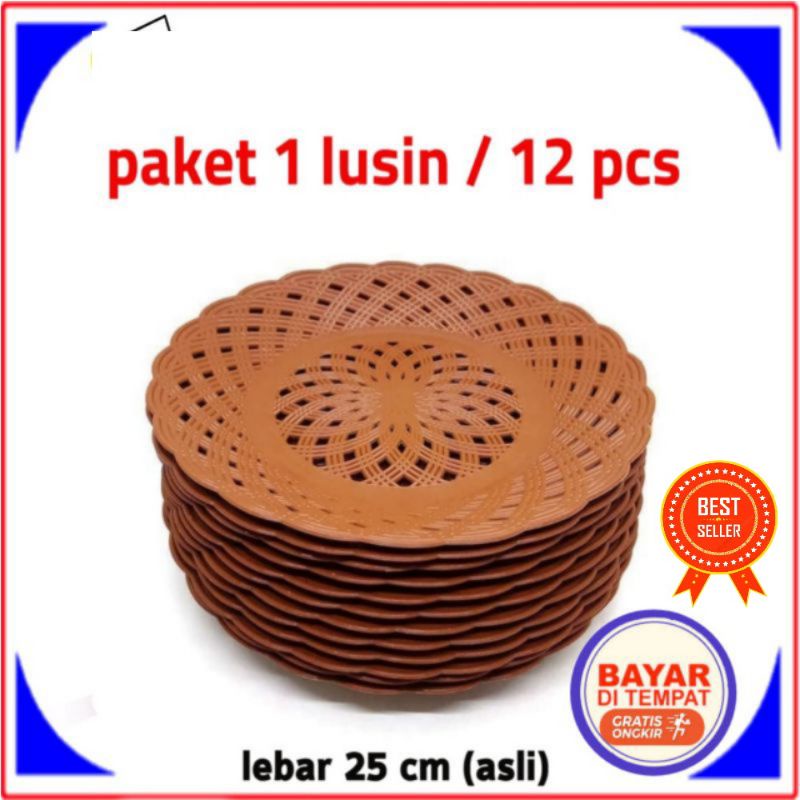 PIRING ROTAN BAHAN PLASTIK ( 12 PCS )