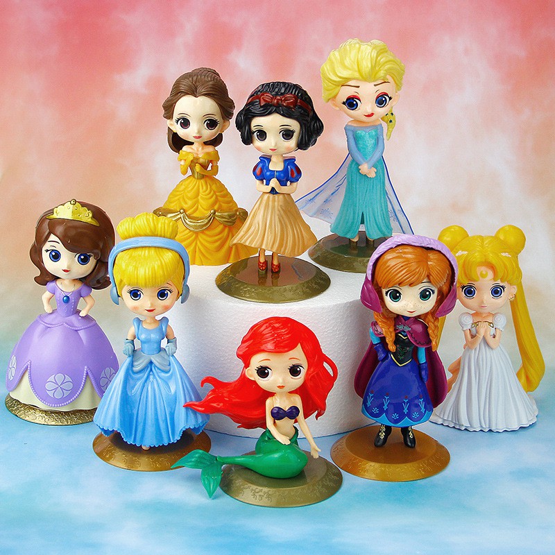 PRINCESS TOPPER SNOW BELLE SOPHIA ARIEL ELSA HAPPY BIRTHDAY CAKE KUE FIGURE FONDANT DEKORASI ULTAH