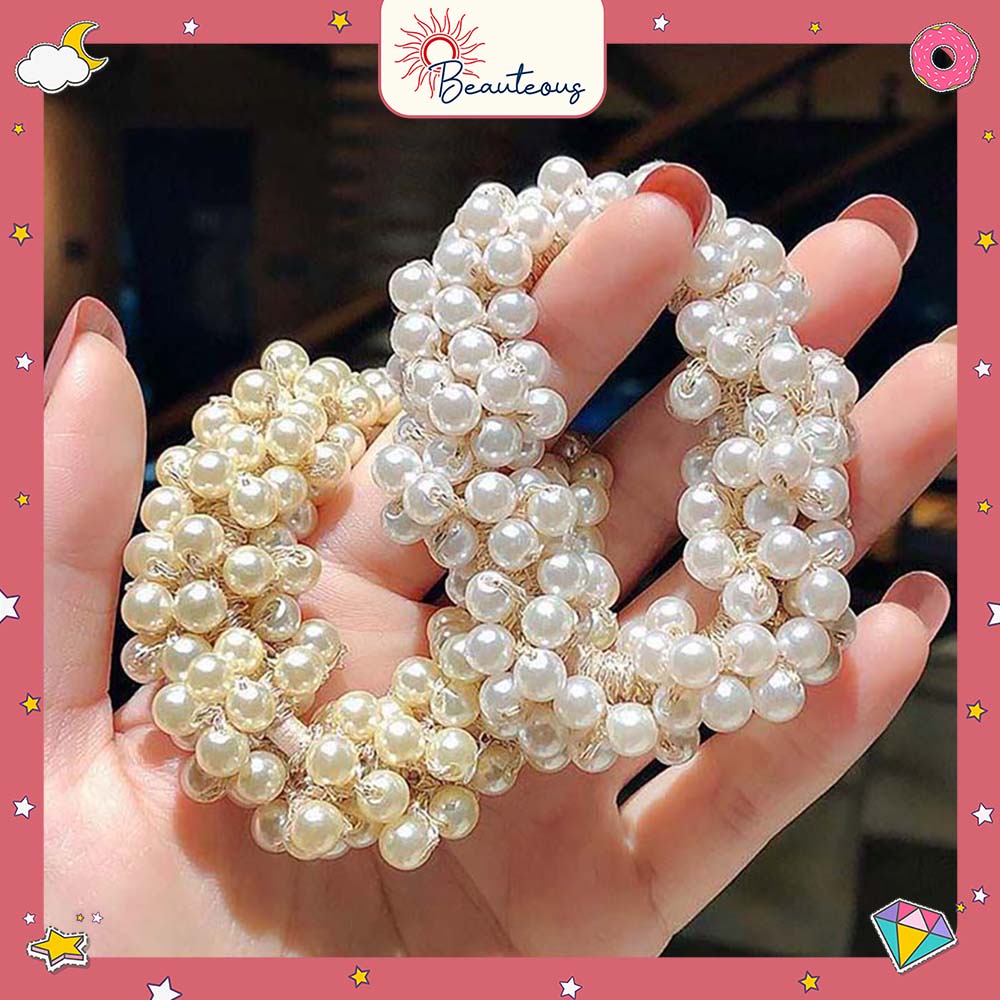 Ikat Rambut Karet Elastis Mutiara Aksesoris Korean Style