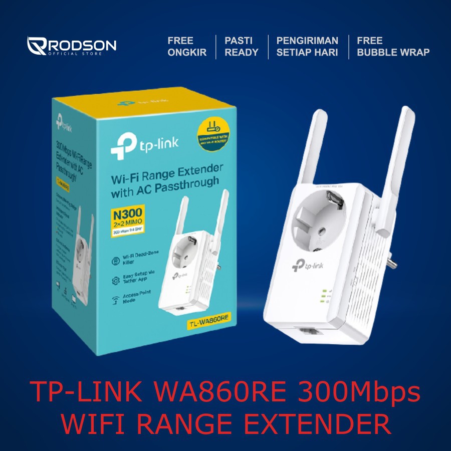 Jual TPLINK TLWA860RE 300Mbps WiFi Range Extender with AC
