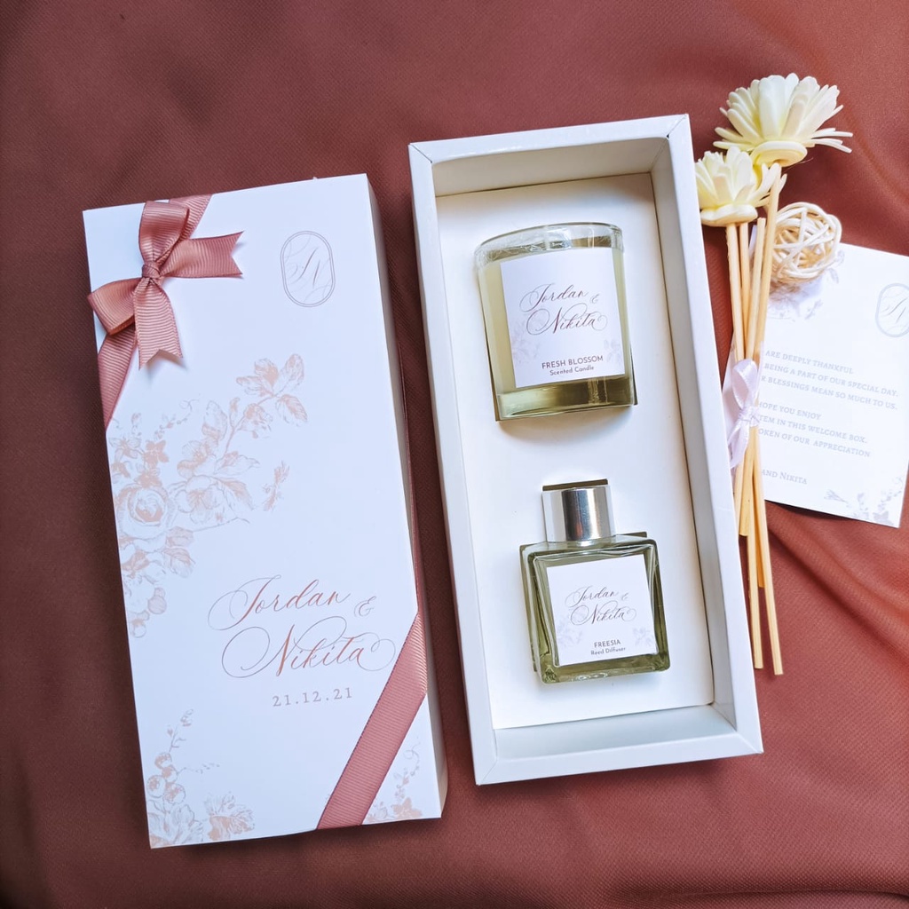 Gift Set Reed Diffuser Scented Candle Wisuda Ulang Tahun Kado Souvenir Pernikahan Hampers Box Custom