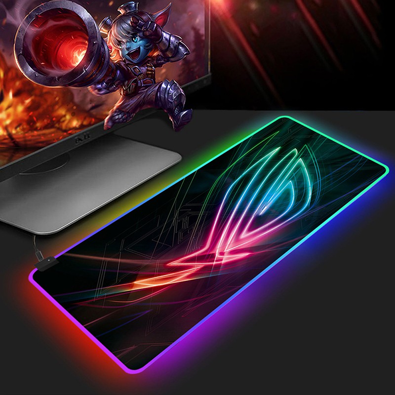 Alas Tatakan Mouse Pad ROG RGB Gaming Colorful LED Large Mousemat - Mousepad USB