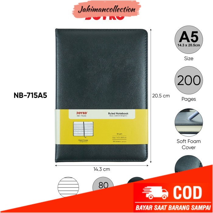 

✨ BISA COD ✨ Buku Tulis Catatan Bergaris Ruled Notebook Joyko NB-715 SoftFoam Cover - NB-715 A5