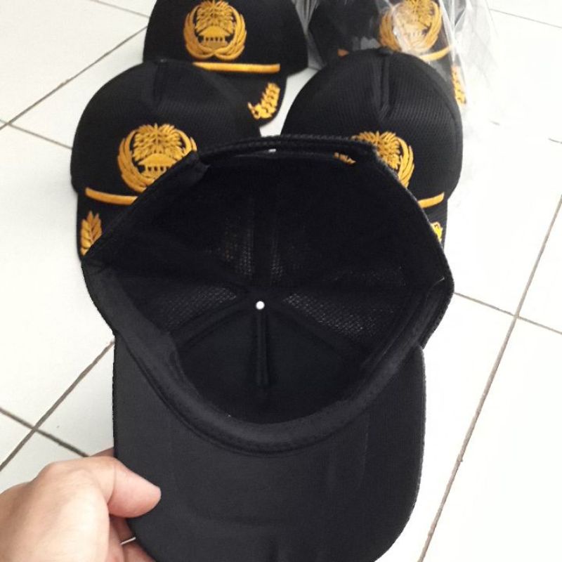 Topi Korpri lis Kuning Padi Kapas Bordir Nama