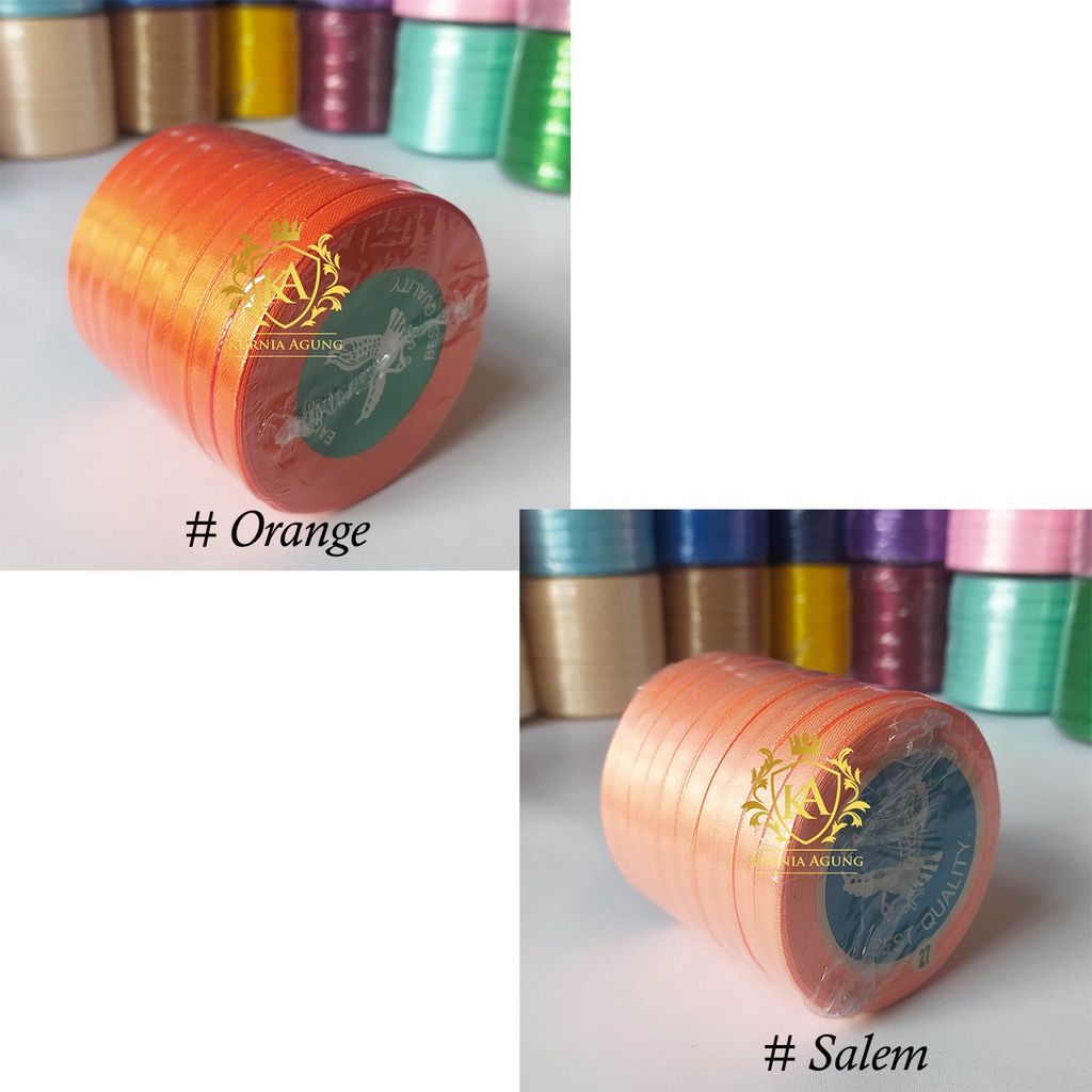 Pita Satin Polos Merk Eagle Import Taiwan ukuran 1/4 inch (0.635cm) banyak warna Dijual ROLL untuk Bungkus Kado Souvenir Hampers Dekorasi