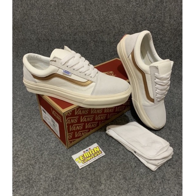 PREMIUM sepatu v4ns oldskool Cream Tan OG bonus banyak - Promo Mega SALE