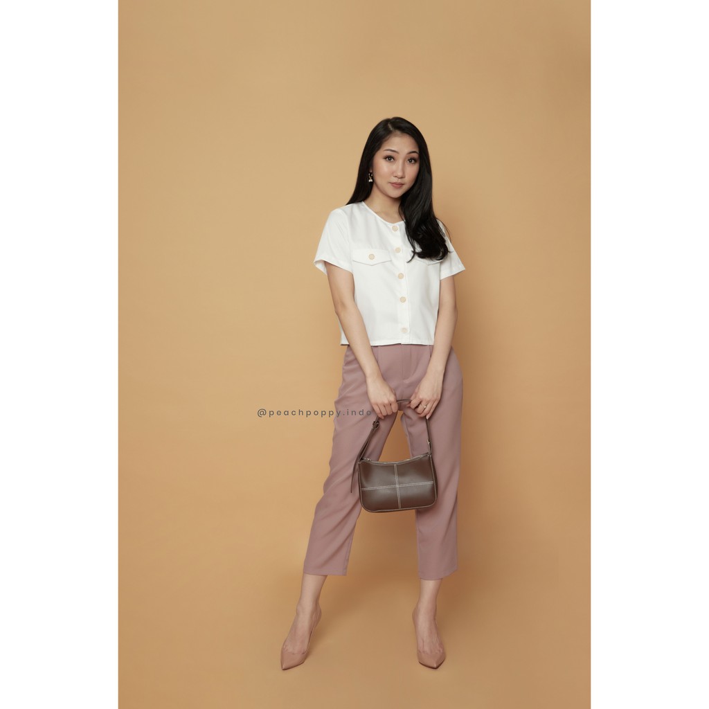 Peach Poppy Jiyu Pants - Celana Panjang Highwaist Bahan Wanita Casual Office All Size