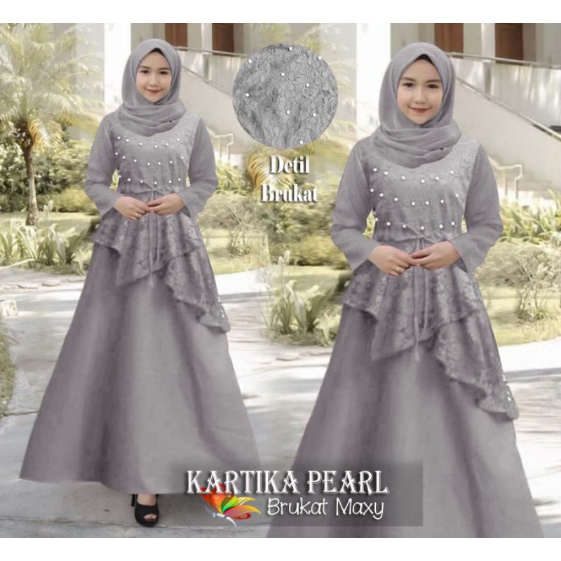 MAXY KARTIKA MUTIARA, BRUKAT GAMIS MUSLIM, MOSCREPE, MAXY DRESS