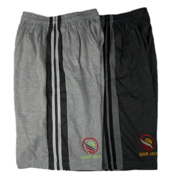 Celana Pendek Polos Santai Kaos 7/8 Jumbo - Abu Muda Misty, XXXL