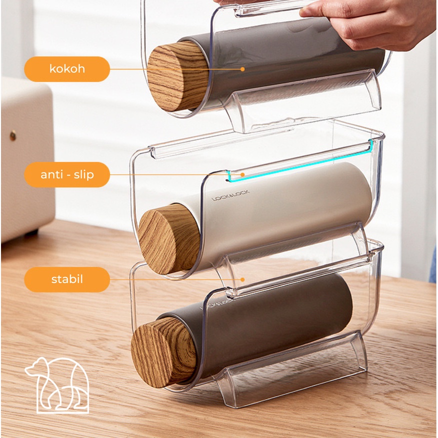 【IKONE】DANA Bottle Organizer Tempat penyimpanan Termos Tempat Penyimpanan Botol Minuman Rak Dapur Organizer Acrylic bening Perlengkapan Rumah Dapur Kitchen