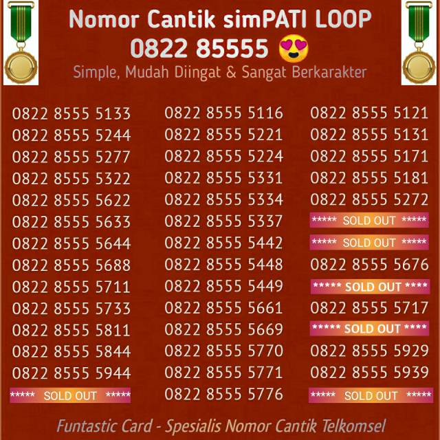 Nomor Cantik Kwartet 0822 85555