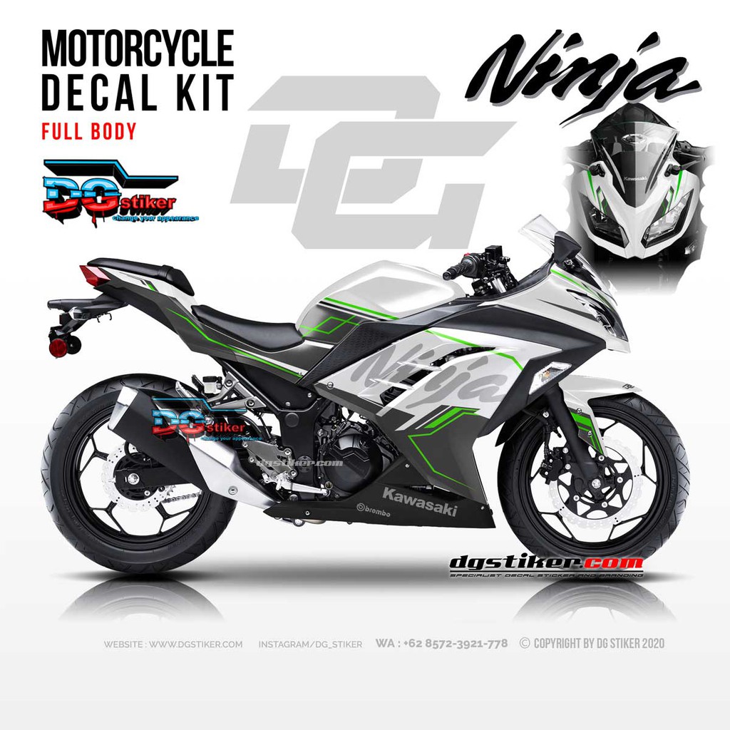 Decal Sticker Ninja 250 FI Putih Hitech