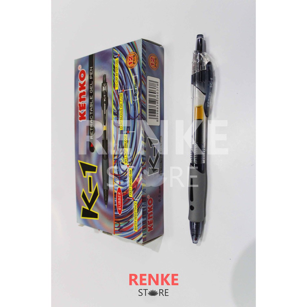 

Pulpen Gel Cetek Kenko K-1 0.5mm Hitam - Pena / Ballpoint / Bolpen K1