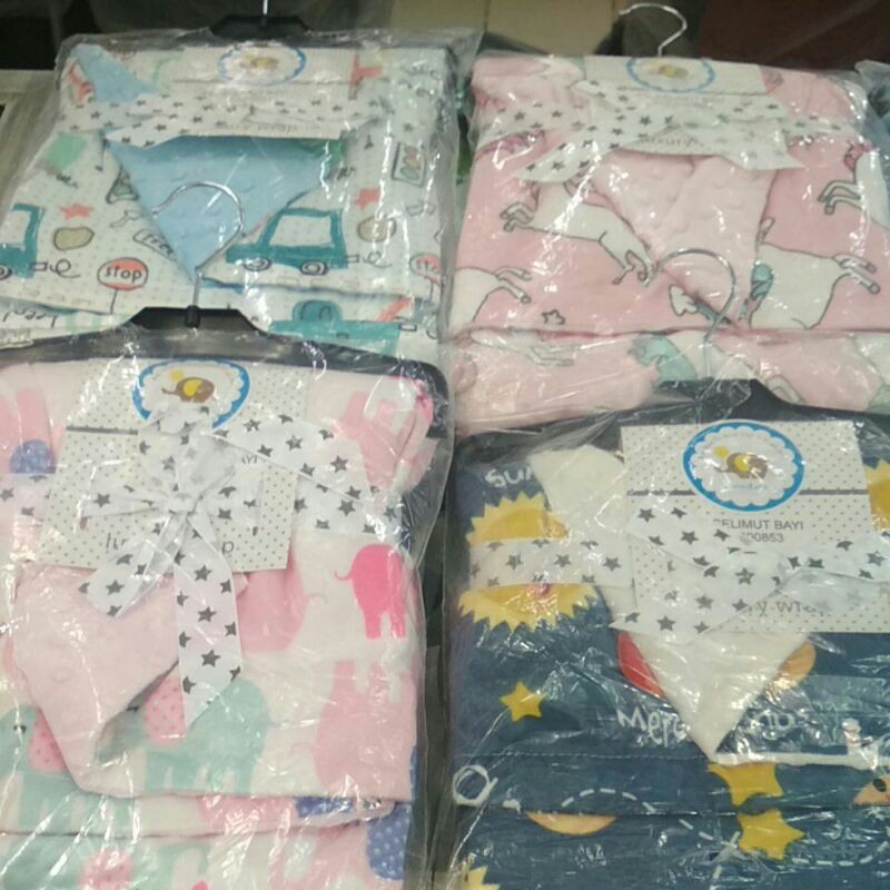 Selimut bayi double fleece bubble premium motif print