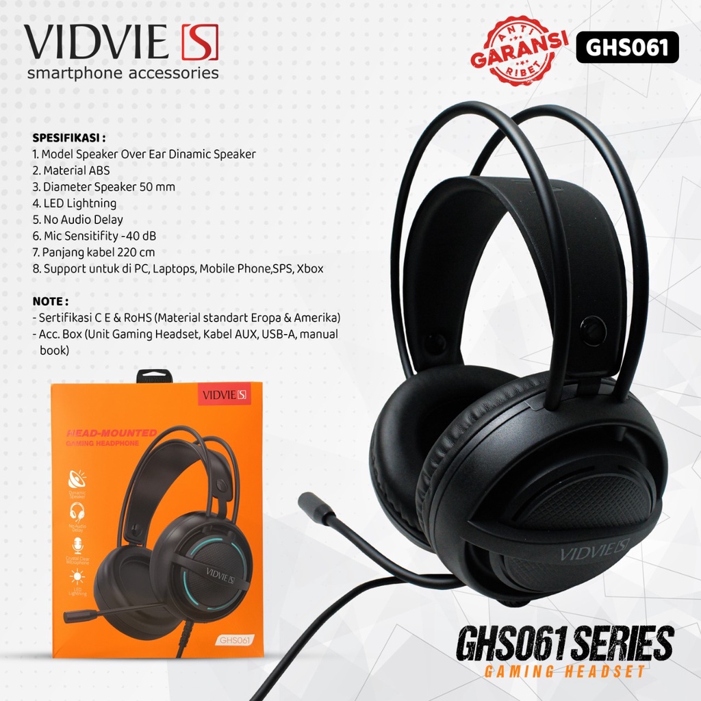 VIDVIE'S GAMING HEADPHONE GHS061 SERIES