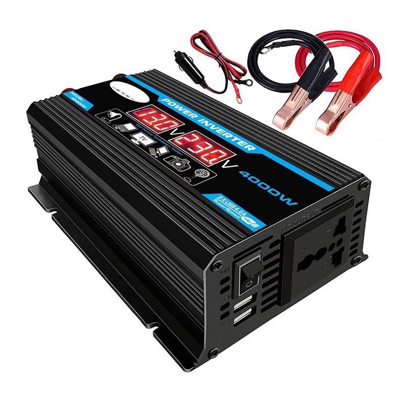 Taffware Car Power Inverter Pure Sine Wave DC 12V to AC220V 4000W -  Black