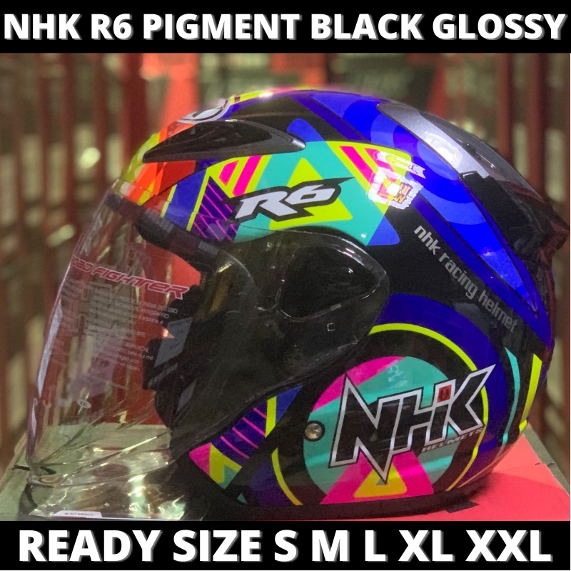 Helm NHK R6 Pigment Black Glossy Half Face Single Visor