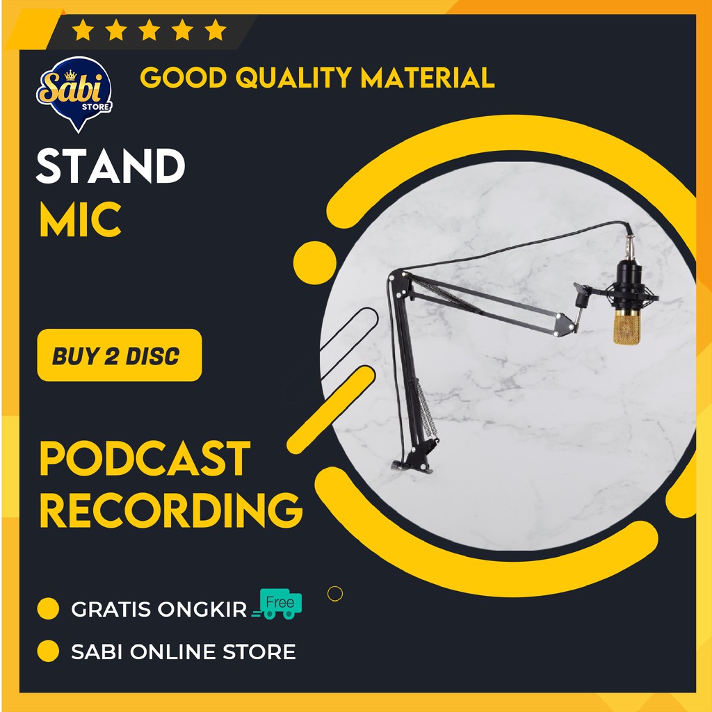 DUDUKAN MIC PODCAST RECORD / ARM STAND SUSPENSI / MIKROFON KONDENSER