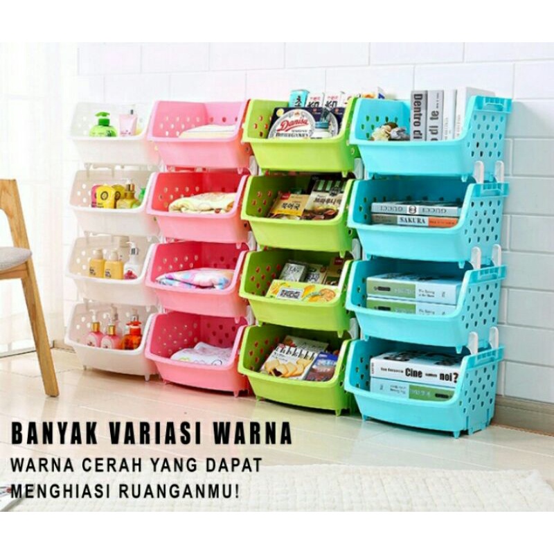 Rak Plastik 4 Susun Rak Buku Serbaguna
