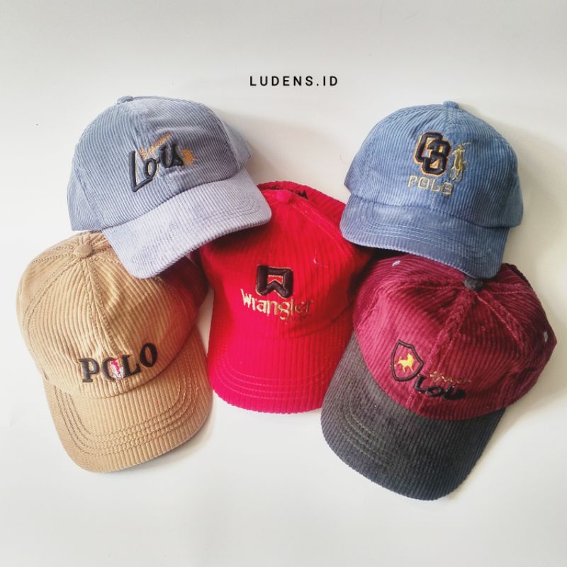 Topi corduroy pria wanita polo caps maroon abu krem biru murah topi  corduroy six panel polos distro
