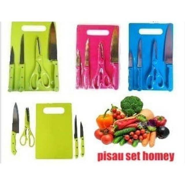 Pisau Set Telenan Gunting Pisau Dapur 5pcs