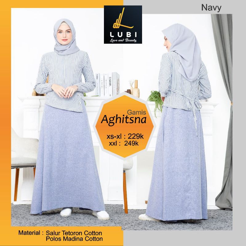 Gamis Lubi Aghitsna pink, black, navy, drak grey