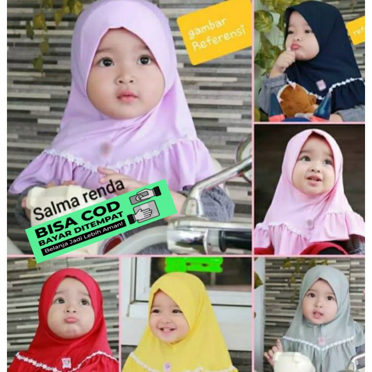 Jilbab Anak Bayi Perempuan Instan Lucu SYIRIA SALMA Allsize 0-2 Tahun