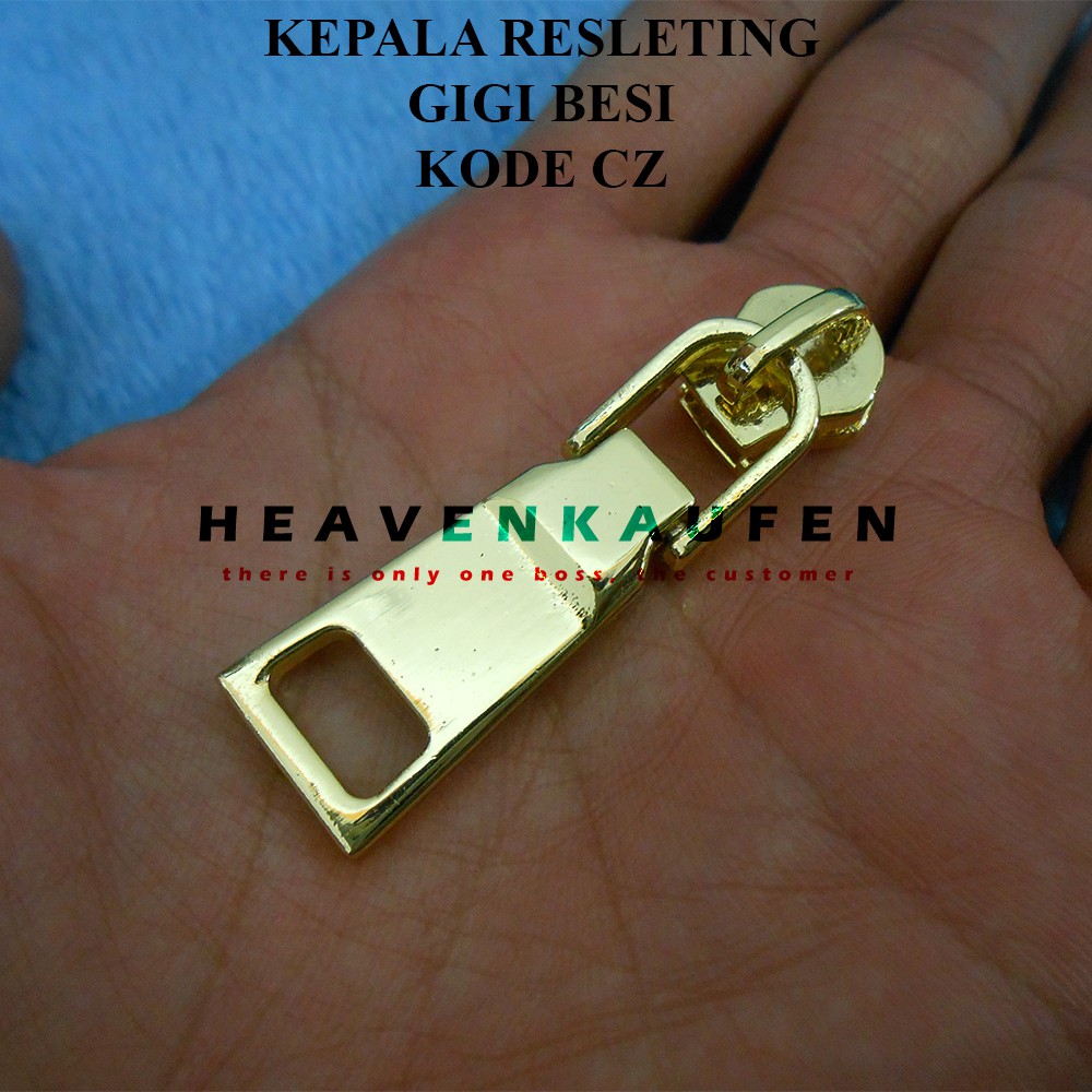 Kepala Resleting / Kepala Zipper No 5 Gigi Besi Gold Emas Kode CZ