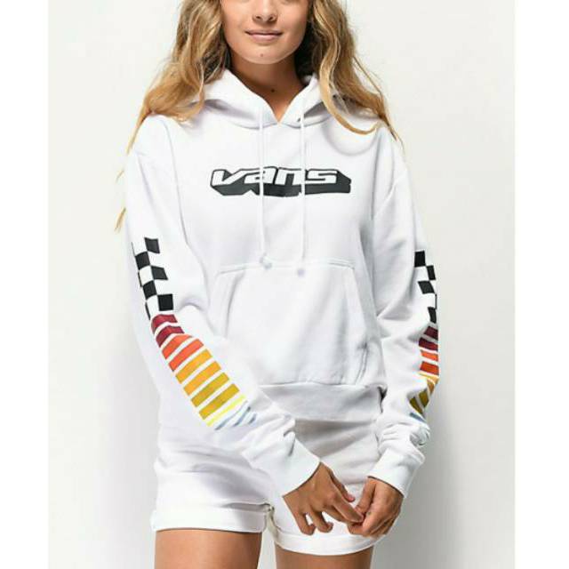 Jaket hoodie vans - putih style Gradasi Logo