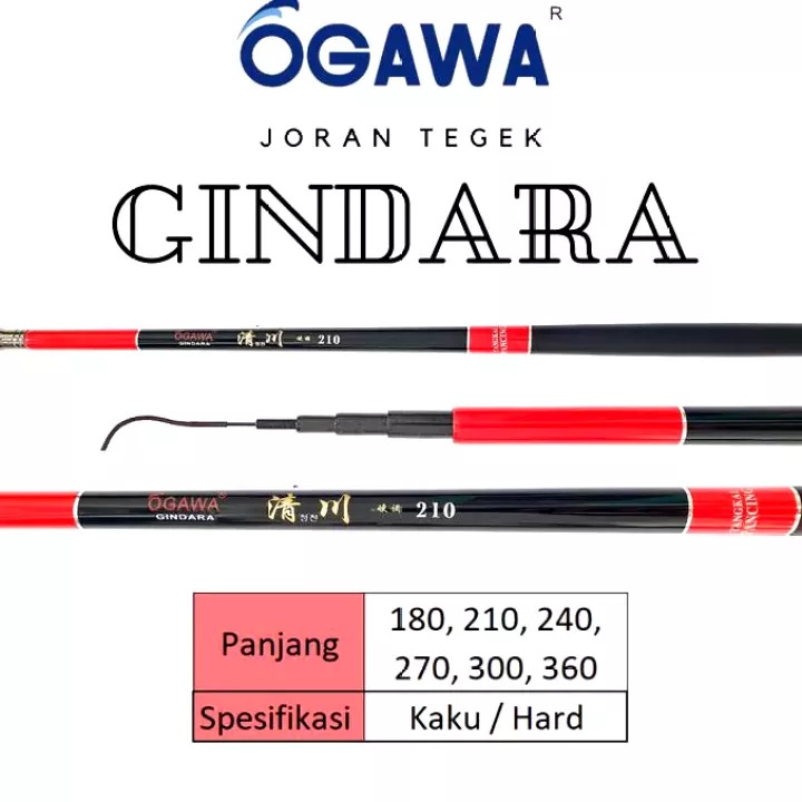 Joran Tegek Ogawa gindara 180 210 240 270 300 360 kaku carbon ruas pendek