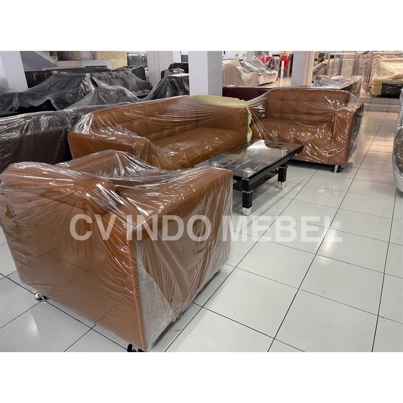 sofa kesia 321 kursi tamu minimalis mewah hitam coklat nugget cream sofa premium quality merk procel