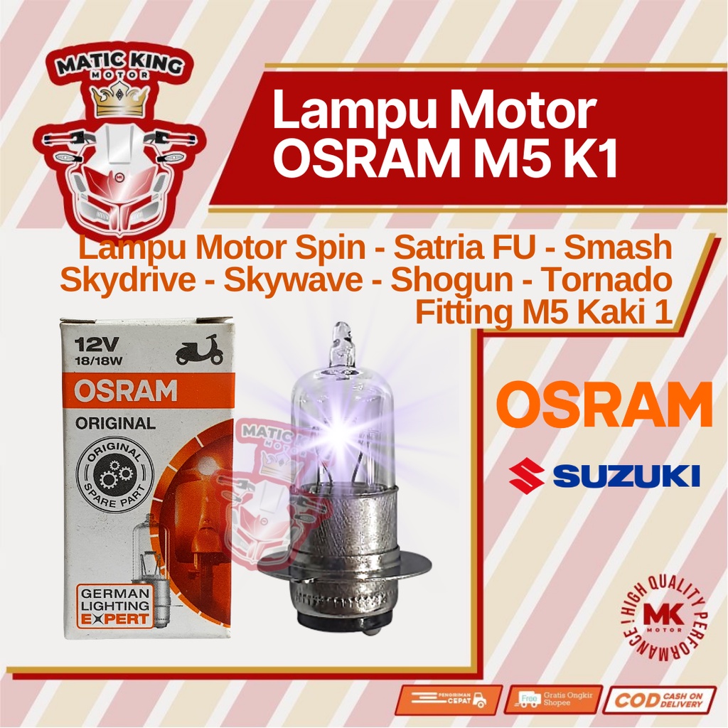 OSRAM Bohlam Lampu Halogen Motor Smash Shogun Satria Fu Spin Skywave Skydrive 18 25 35  watt