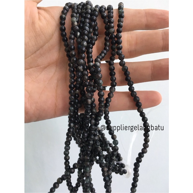 batu 4mm tiger eye hitam batu biduri sepah black akik natural alam