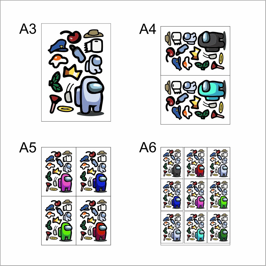 

sticker Among Us aesthetic untuk di kaca / dinding / kaca / kayu / buku uk. A3 A4 A5 A6