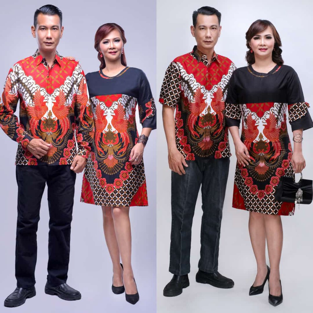 Batik Nusantara Couple Dress Batik Murah Vina Pola / Sarimbit Batik / Batik Solo / Tunik Vina Pola