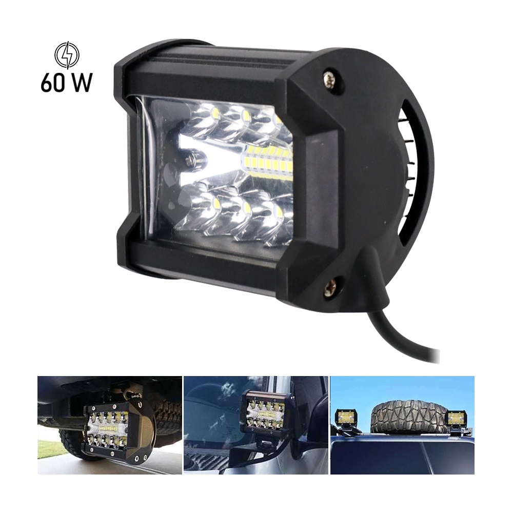 GSSi Taffled Lampu Led Spot Light Fog Mobil Truck Jeep 4 Inch 60w - Jt050 - Black Or-i