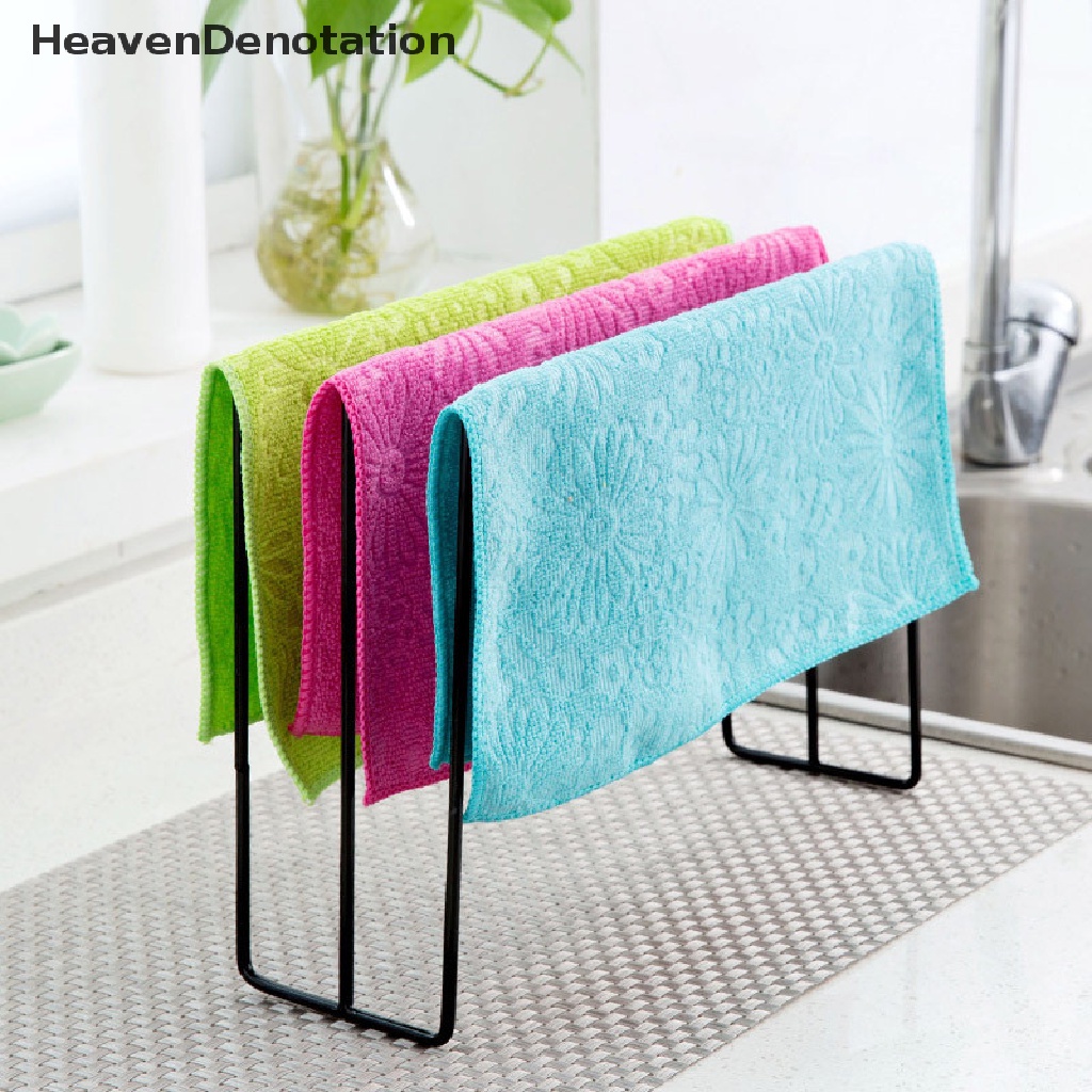 (Heavendenotation) Rak Gantung Organizer Handuk / Kain Lap Bahan Besi Untuk Lemari Dapur