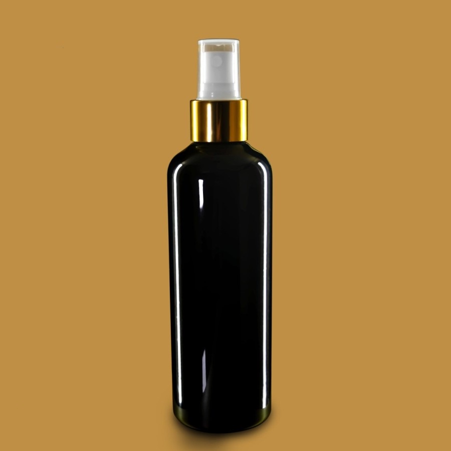 BABEE - BOTOL 250ML HITAM SPRAY GOLD HALF CAP/ BOTOL SPRAY 250ML HITAM / BOTOL PLASTIK 250ML HITAM WADAH ISI ULANG